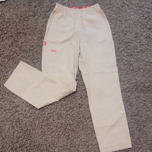 Beige Cargo Pants with Pink Accents